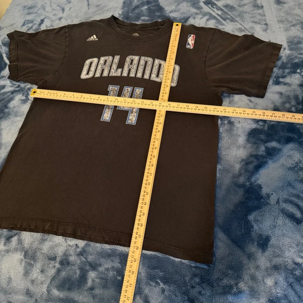 Orlando Magic Adidas T-Shirt Mens L Faded Black Jameer Nelson 14 NBA Distressed
